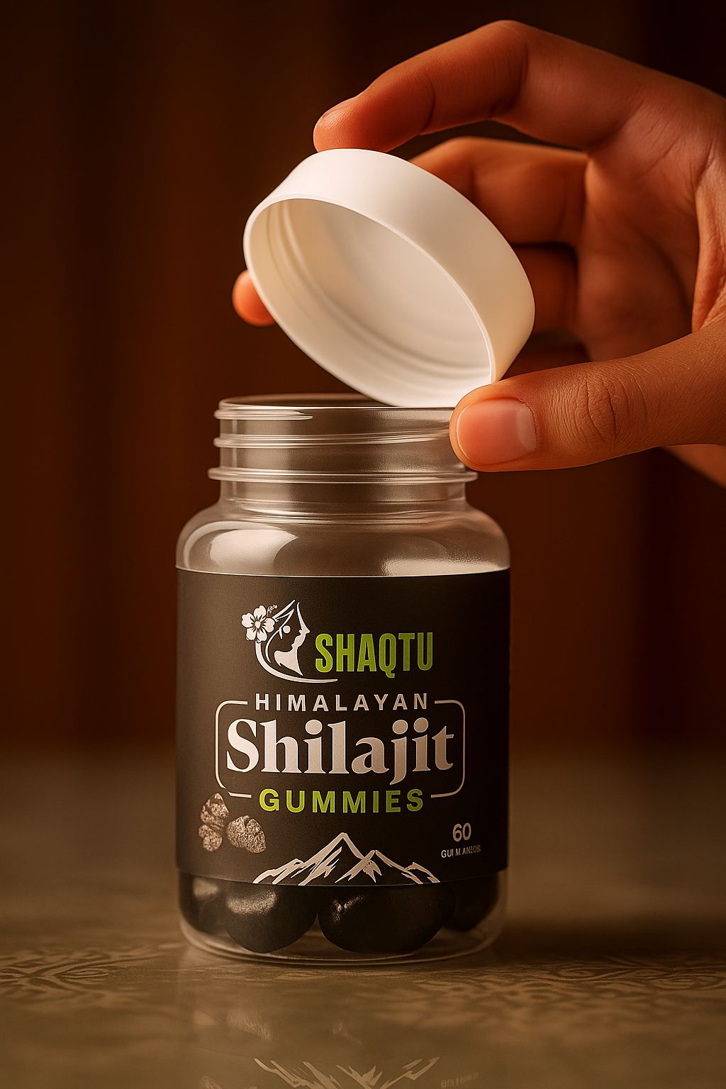Daily wellness gummies with Shilajit extract for vitality