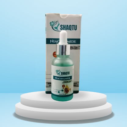 Shaqtu Niacinamide 10% + Zinc 1% Serum bottle on white background