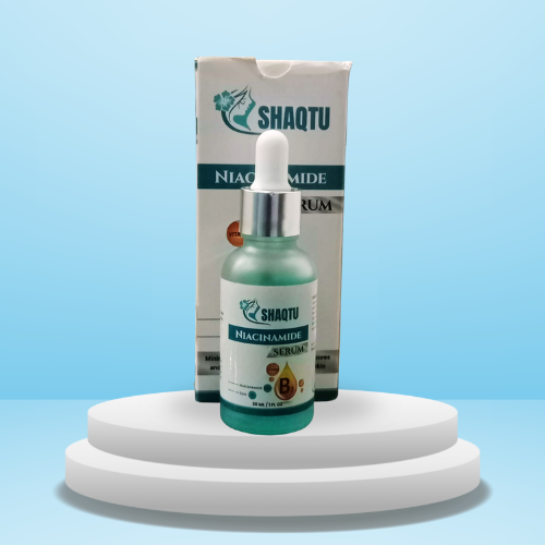 Shaqtu Niacinamide 10% + Zinc 1% Serum bottle on white background