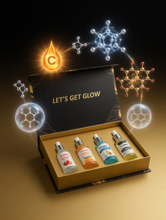 Shaqtu Serums Kit complete set of 4 serums - Retinol, Vitamin C, Niacinamide and Bright Monster for full skin transformation