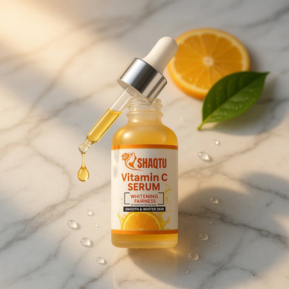 Shaqtu Vitamin C Whitening Serum in radiant morning light - boosts glow and evens skin tone